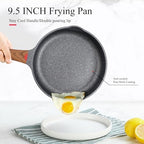 Vinchef Non Stick Frying Pan with Lid,9.5 Inch Anti Scratch Skillet Cast Aluminum Cookware, Induction Compatible Black