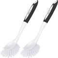 Amazer Dish Brush with Handle, 2 Pack Kitchen Scrub Brushes for Cleaning, Dish Scrubber with Stiff Bristles for Sink, Pots, Pans