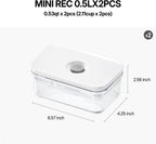 Premium Airtight Food Storage Containers, Mini Rectangular 2pc/set(0.53qt), Smart One-Click Seal Lid, No Hinges, 100% Leak Proof, BPA-FREE, Dishwasher, Freezer & Microwave Safe