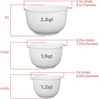 GLAD Mixing Bowls with Pour Spout, Set of 3 | Nesting Design Saves Space | Non-Slip, BPA Free, Dishwasher Safe Plastic | Kitchen Cooking and Baking Supplies, White