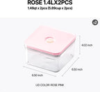 Premium Airtight Food Storage Containers ROSE Square 1.48qt 2P/SET, Patented Double Silicone Lining, 100% Leak Proof, BPA-FREE