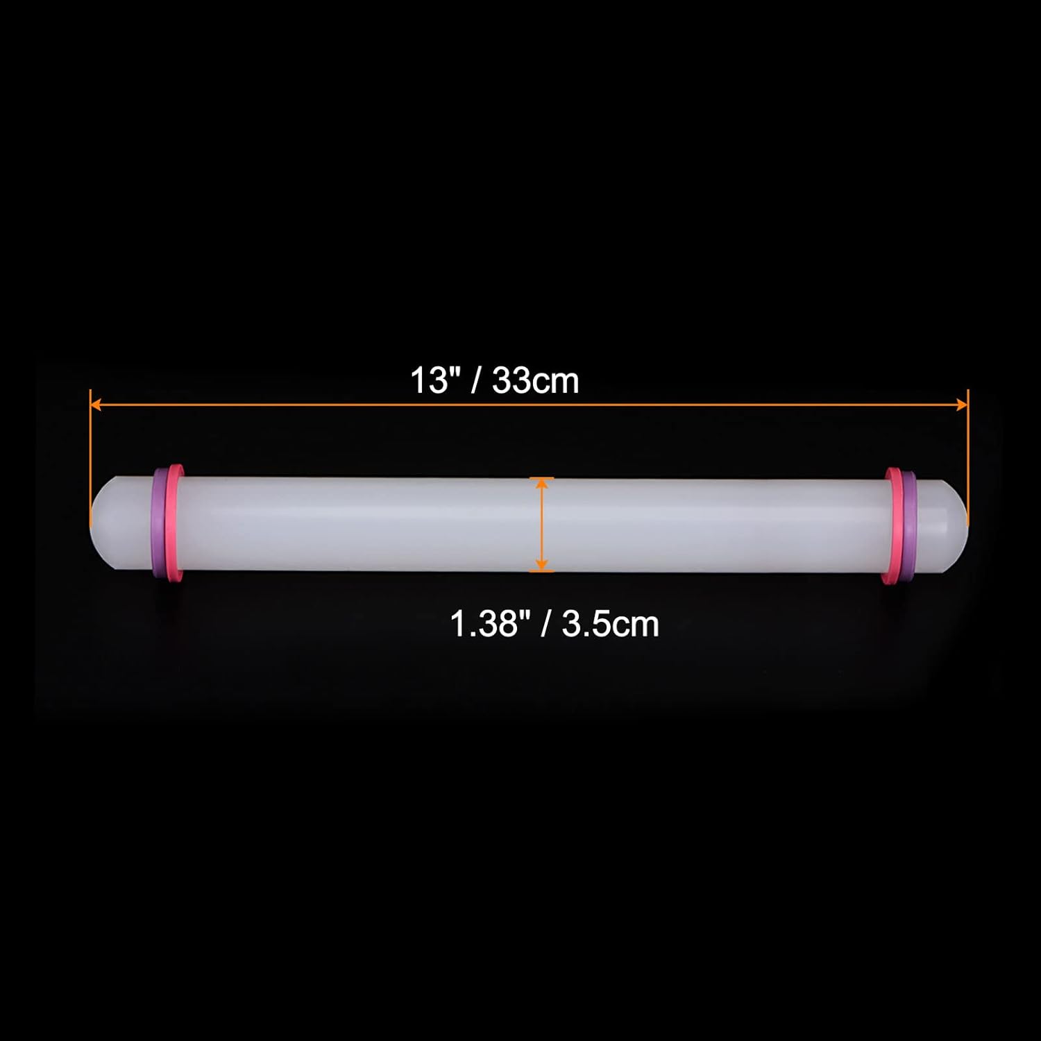 HARFINGTON Fondant Rolling Pin 13 Inch x 1.38 Inch Adjustable Guide Rings Non-Stick PP Plastic Fondant Roller Dough Roller Kitchen Decorating Tools for Cookie Pastry Pizza Clay