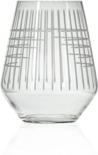 Rolf Glass Matchstick Stemless Wine Tumbler 18 ounce - Stemless Wine Glasses Set of 2 – Lead-Free Crystal Glass - Etched Tumbler Glasses - Made in the USA