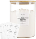 Large Glass Storage Jars With Airtight Bamboo Lid - 100 Fl Oz Thicken Kitchen Glass Food Storage Canister With 42 Pantry Labels - Big Clear Flour And Sugar Containers Farmhouse