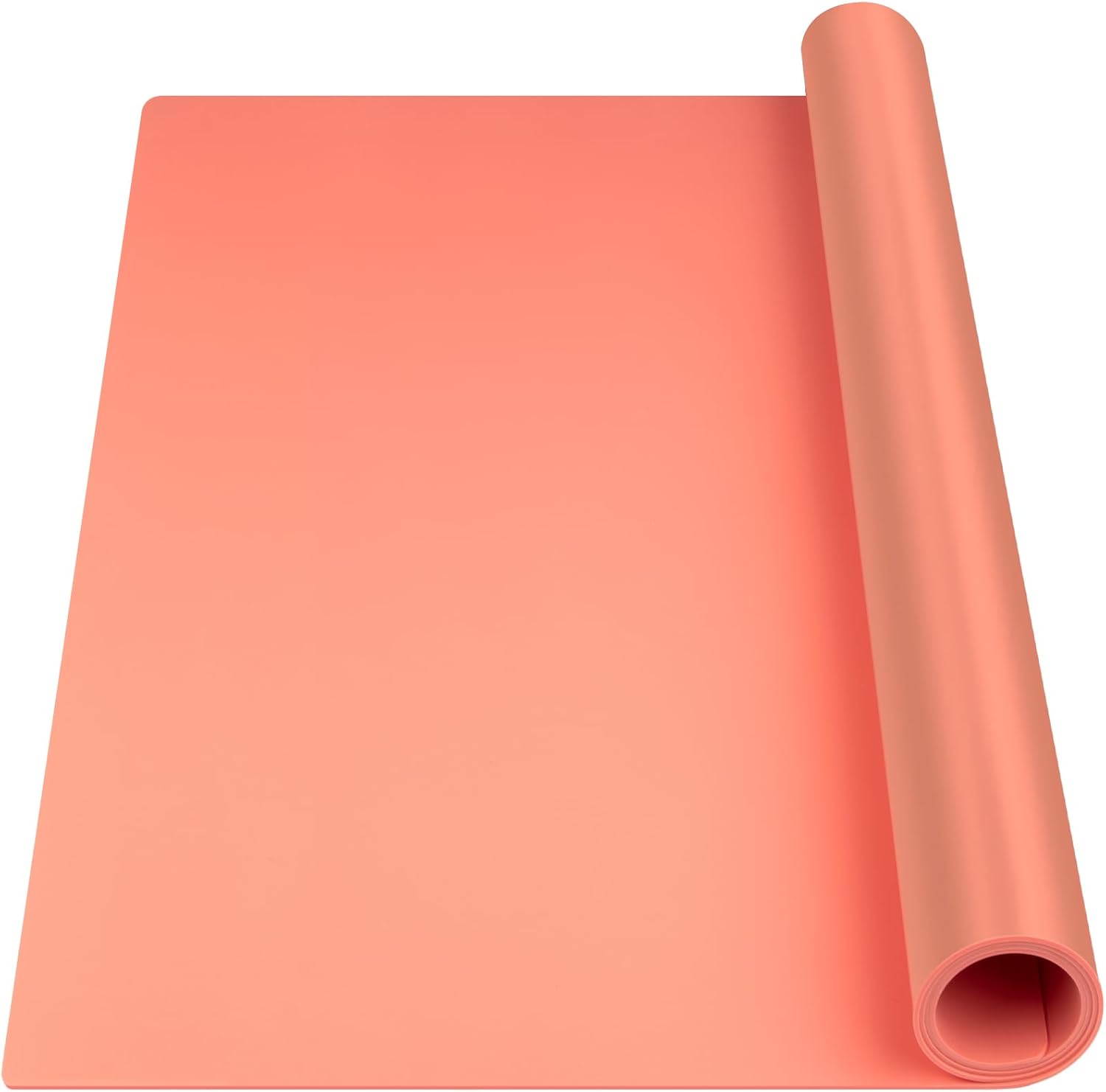 Silicone Mat Heat Resistant Mats for Countertop, Large Silicone Mats for Kitchen Counter Crafts Workbench Table, Size 48x24 inches Thick 2mm,Rolled Package,Coral