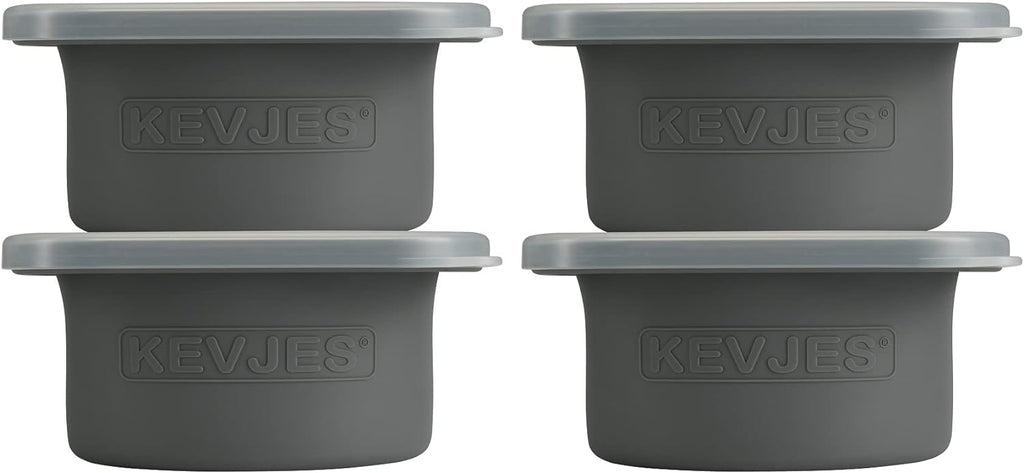 Stackable Silicone Artisan Pizza Dough Proofing Proving Boxes with Air-tight Lids-4pack-500ml Volume for 250g Dough Ball (Space Grey)