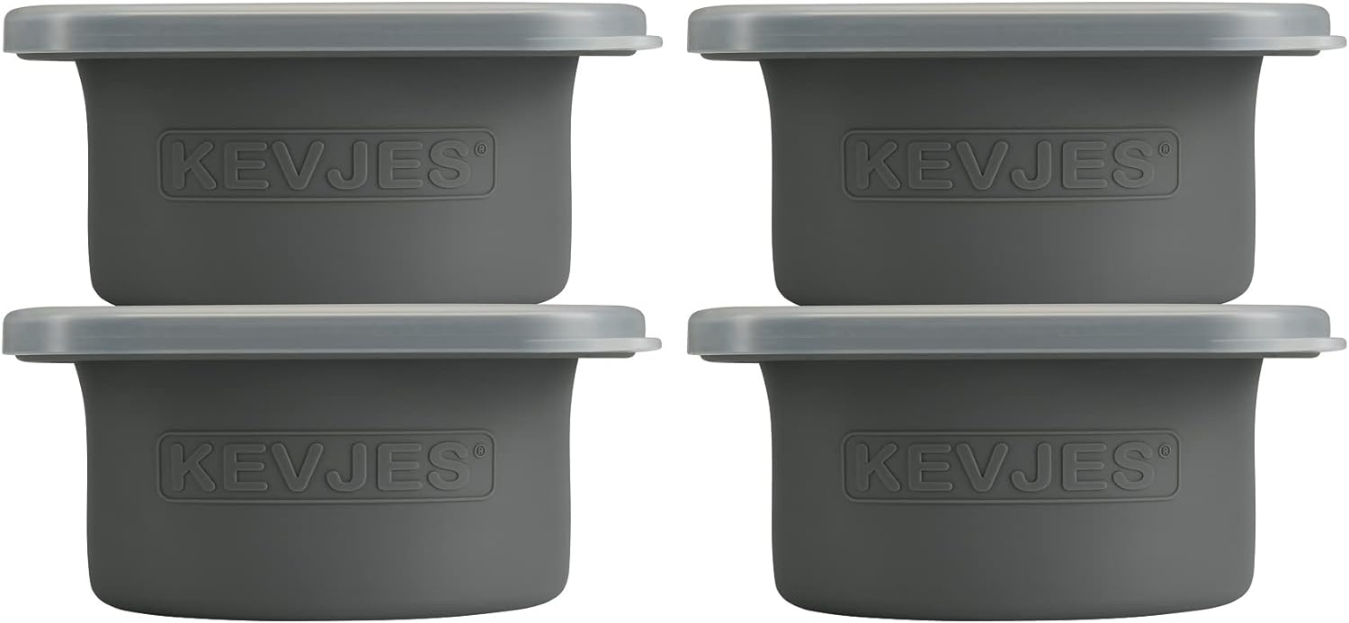 Stackable Silicone Artisan Pizza Dough Proofing Proving Boxes with Air-tight Lids-4pack-500ml Volume for 250g Dough Ball (Space Grey)