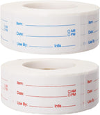 2 Rolls 1000 Pieces Removable Food Labels, 1 x 2 Inch Date Stickers for Freezer, Refrigerator Food Containers - Easy to Write On