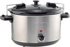 Courant 6-Quart Slow Cooker with Locking Lid, Warm Settings, Stainproof Stoneware Pots and Glass Lids – Stainless Steel