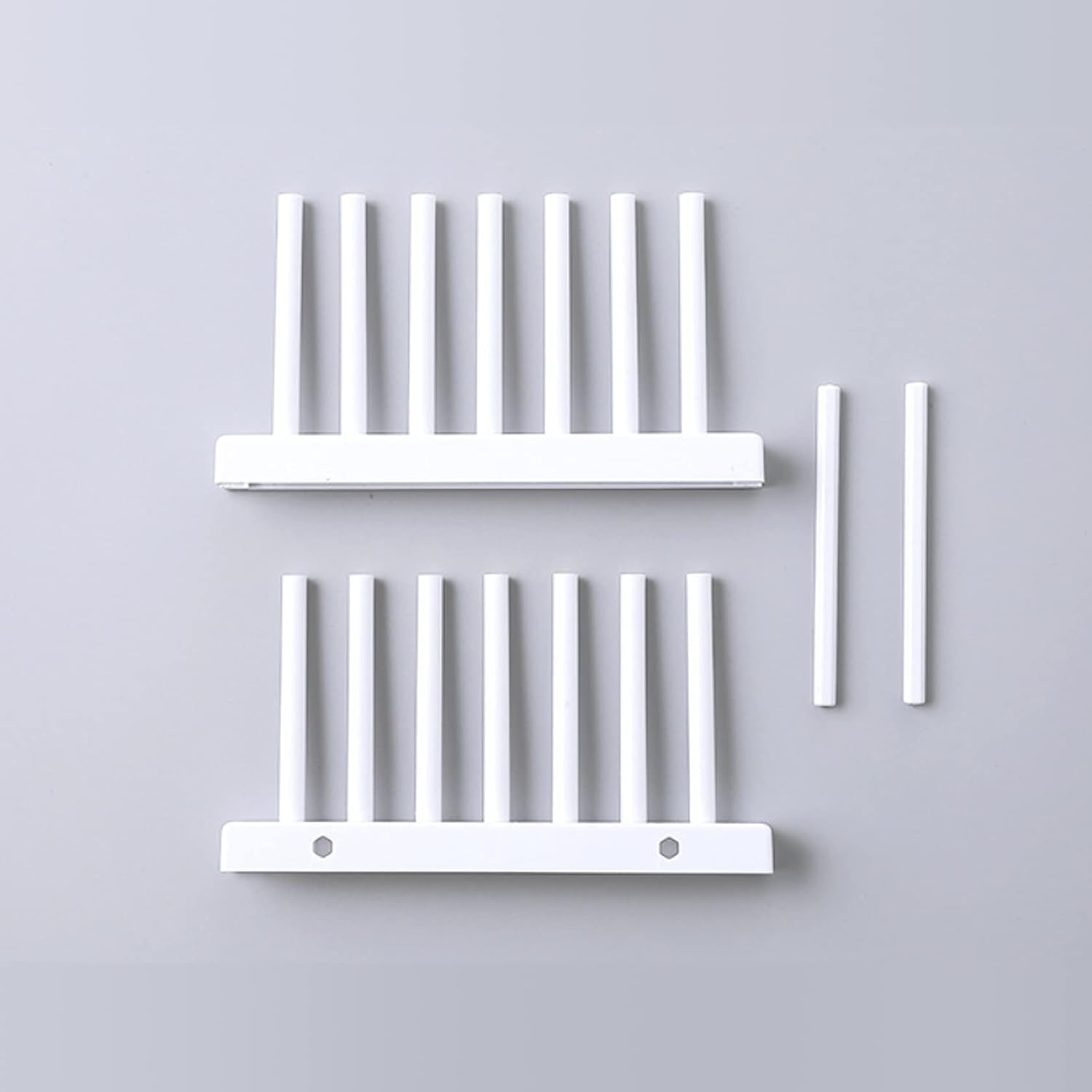 White Plate Organizer for Cabinet 4 Pack, Plstic Plate Rack Stand Keep Dry for Dish, Bowl, Bakeware, Serving Tray and More, Plate Holder for Cabinet Rack, Dish Organizer Rack for Cabinet