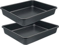 Small Baking Pans 11x9 Inch 2Pcs Mini Cookie Sheets Toaster Oven Tray Nonstick Thicken Brushed Carbon Steel No Warp Magnetic 1 to 2 Person Bakeware by HYTK