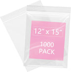 iMailer - 1000 Pcs- 12" x 15" Large Plastic Zip Poly Bags- Clear Zip Storage Bag for Clothing, T-Shirts, Pants