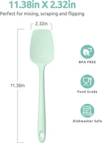 Heat Resistant Silicone Spoon Spatula: U-Taste 600ºF High Heat Flexible 11.38in Silicon Mixing Stirring Cooking Scraping Baking Bowl Scraper, Seamless for Kitchen Nonstick Cookware (Mint Green)