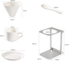 6-Piece Pour Over Coffee Maker Kit & Dripper Set with Foldable Stand, Cup, Spoon & Storage Bag - All-in-One Portable Coffee Brewing Kit for Camping, Home, Office