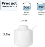 HAOTOP 8 oz Sugar Bowl with Lid and Spoon,Ceramic Sugar Jar Sugar Dispenser Sugar Container Coffee Bar Accessories, Kitchen Countertop Canisters (White)