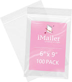iMailer - 100 Pcs- 6" x 9" Plastic Zip Poly Bags- Clear Resealable Zip Bag for A7 A8 A9 Cards & Envelopes, Bakery, Cookies, Candies