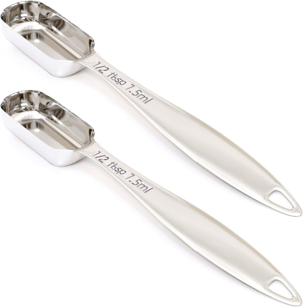 2PCS 1/2Tablespoon (1.5tsp, 7.5ml) Single Measuring Spoon, Individual Stainless Steel Long Handle Measure Teaspoon Only
