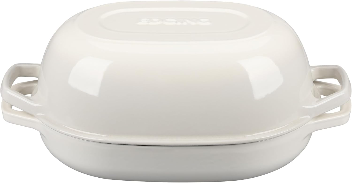 Enameled Cast Iron Dutch Oven Pot with Lid, Oval Dutch Oven for Bread Baking, Bread Oven for Homemade Sourdough Bread Baking, 7qt, White