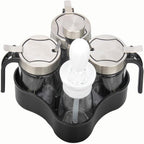 TINMIX Revolving Condiment Pots Sugar Bowl Salt & Pepper Cellar with Lid and Spoon, Set of 4 Seasoning Box Spice Jar with 360 Rotating Tray for Kitchen, 3 Pots+1 Oil Dispenser