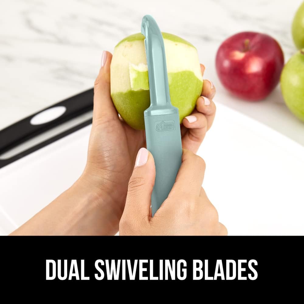 GORILLA GRIP Patented BPA-Free Sharp Stainless Steel Swivel Vegetable Peeler, Comfortable Handle Potato Peelers, Smooth Peeling, Peel Carrots Apple, Includes Blade Cover, Kitchen Tool, Mint