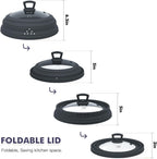 Microwave Splatter Cover Vented Glass Splatter Guard Lid with Collapsible Silicone for Food as Pot Covers 11.8 inch Large Plate for 6 7 8 9 10 11 inch Plate Bowl