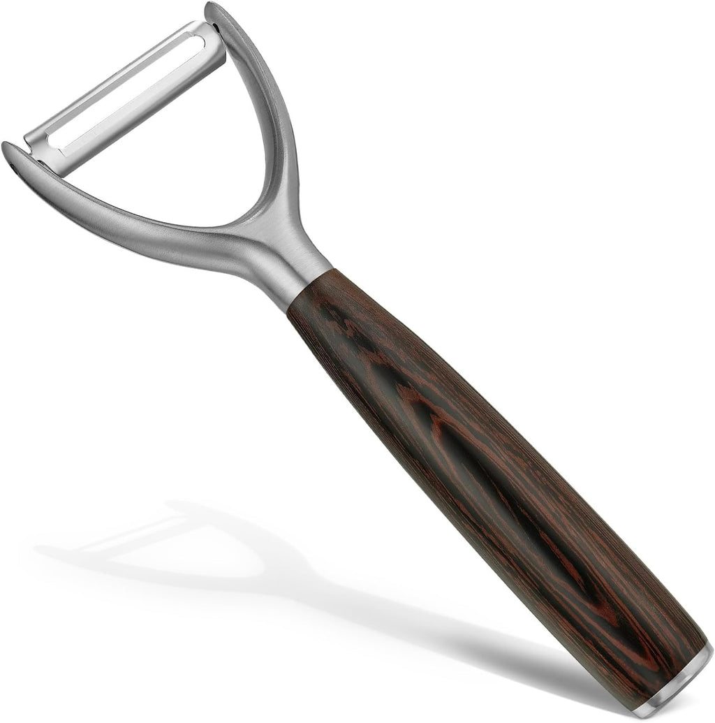 Premium Y Type 304 Stainless Steel Multifunctional Kitchen Peeler Real Wood Handle Ultra Sharp Blade Vegetable Potato Apple(Wenge)