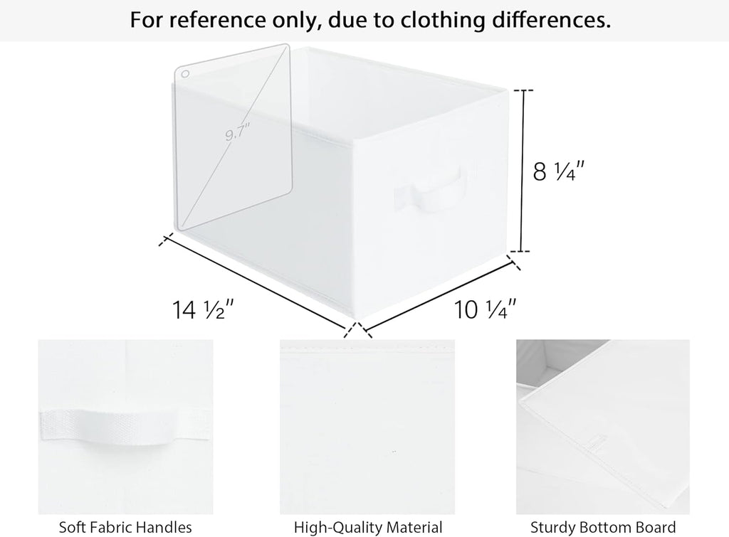 StorageWorks Storage Baskets for Shelves, Foldable Fabric Closet Storage Bins with Handles, Fabric Storage Bins Clothes Organizer, White, 3-Pack, Large
