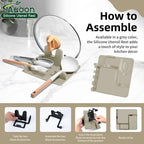 AUOON Spoon Holder for Stove - Silicone Spoon and Lid Rest with Drip Pad Kitchen Utensil Rest for Spoons, Ladles, Spatulas, Tongs & More (Milk Shake, Large)