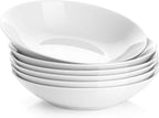 Y YHY 8" Pasta Bowls Set for 6, Porcelain 22oz Salad Bowls Set for Serving Soup, Pasta, Dinner, White Large Kitchen Bowl Plates, Microwave Dishwasher Safe