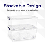 Superio Storage Bins with Lids, Clear Plastic Containers for Organizing, Stackable Totes, BPA Free, Odor Free, Organizer Boxes for Home, and Dorm (4 Pack, 60 Quart)