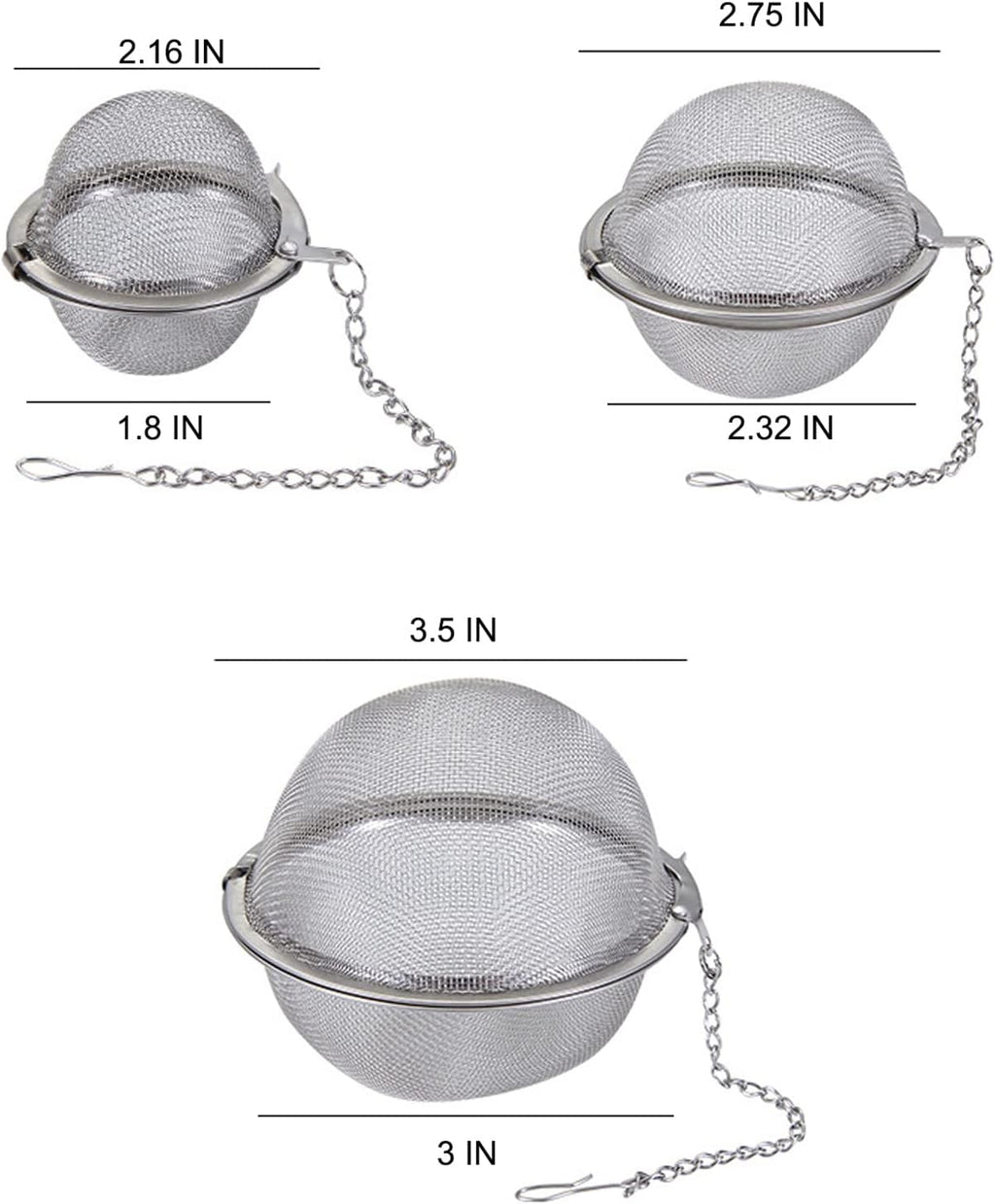 2PCS Tea Infuser, Upgraded 3.5 IN Tea Strainer, Premium Tea Infusers for Loose Tea, Tea Steeper, Tea Ball for Tea Flavoring Herbal Spices Seasonings