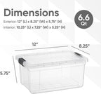Superio Clear Storage Boxes with Lids, 6.75 Quart Plastic Container Bins for Organizing, Stackable Crates, BPA Free, Non Toxic, Odor Free, Organizers for Home, Office and Dorm, 4 Pack