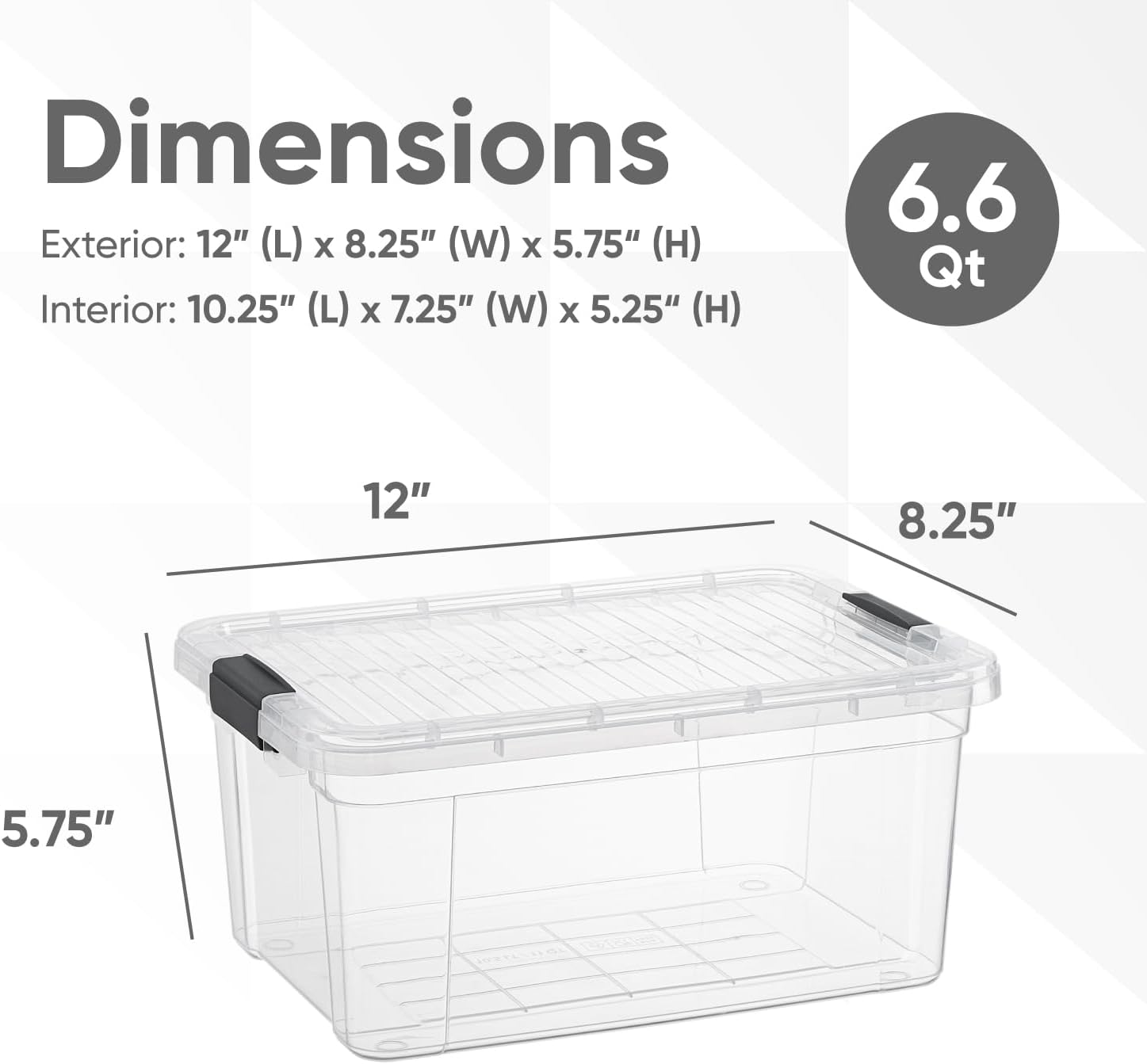 Superio Clear Storage Boxes with Lids, 6.75 Quart Plastic Container Bins for Organizing, Stackable Crates, BPA Free, Non Toxic, Odor Free, Organizers for Home, Office and Dorm, 4 Pack