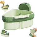 Sink Strainer Basket, 2025 New Upgraded Suction Cup Sink Corner Rack, Triangle Suction Cup Press Sink Drainer Basket, Automatic Dumping Corner Sink Trash Catcher for Kitchen Bathroom (Green)