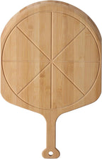 12.6” Bamboo Pizza Peel - Lightweight Smooth Wooden Pizza Paddle and Pizza Cutting Board with 8 Slice Grooves, Outdoor Pizza Oven Accessories, 19.7 Inch x 12.6 Inch