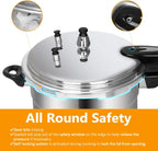 BreeRainz 5.3 Quart Pressure Cooker, 10 PSI Induction Compatible Pressure Canner w/Honeycomb Stainless Steel Clad Base for Fast & Even Heating, Canning Rack Included