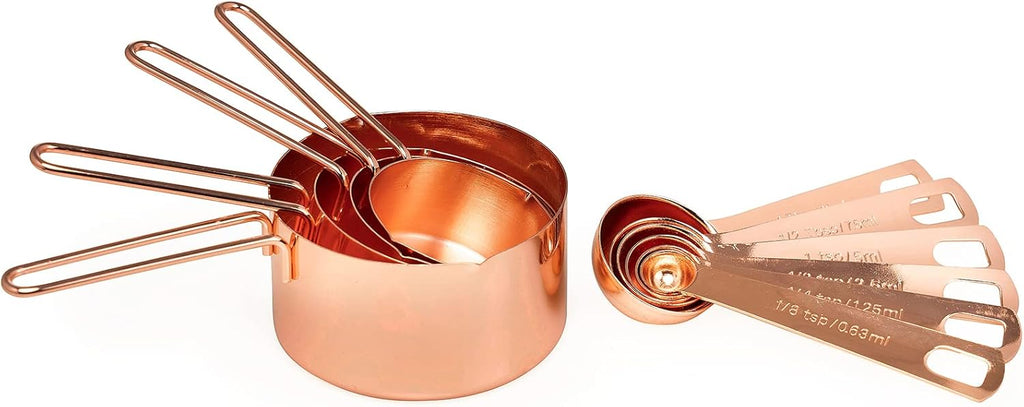 Rose Gold Measuring Cups & Measuring Spoons 10-Piece Set (4 Cups; 6 Spoons)