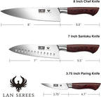 HOSHANHO 3-Piece Kitchen Knife Set, Ultra Sharp Chef/Santoku/Paring Knives,Professional High Carbon Steel Knives with Ergonomic Handle, Ideal Cooking Gift Set