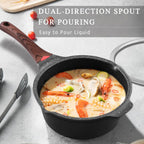 VINCHEF Nonstick Stockpot With Lid 4 Quart, Large Saucepan with Stay Cool Handle, Deep Kitchen Cooking Pot Induction Stock Pots, Dishwasher Safe, Compatible for All Stove Top, PFAS/PFOA Free Black