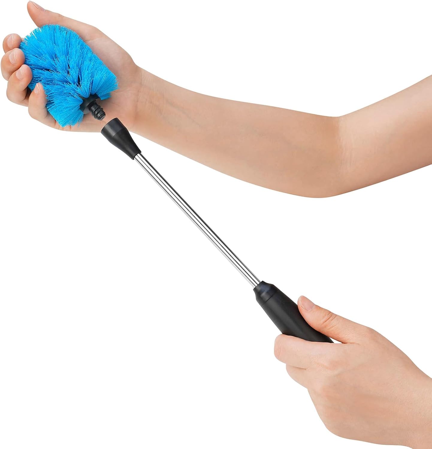 Stainless Steel Bottle Brush with Replaceable Head, Long Handle Scrub Brush for Water Bottles, Glasswares, Mugs, Flasks, Tumblers, Vases, and Kitchen Sink, 2 Pack, 13 in