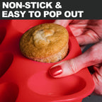 Anaeat Silicone Muffin Pan - 6 Cups Non-Stick Cupcake Molds, Food Grade Silicone Baking Tray for Making Egg Muffin, Cupcake, Quiches, Tart and Desserts, Reusable Muffin Tin Just Pop Out (3 Pack)