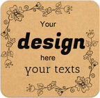 Custom Stickers Personalized Square Kraft Paper Sticker Customizable Floral Wreath Labels, Stickers for Mason Jars, Wedding Favors, Gift Tags, Party Packaging (Style 2)