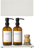 2PCS 10"x 5" Large Bathroom Sink Vanity Trays, Water Absorbing Diatomite Stone Quick Drying Mat for Kitchen Counter, Dish Rack Dispensers Sponge Holder Caddy Organizer, Beige, 10"x 5"