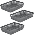 Glad Plastic Storage Basket Set - Multipurpose Drawer Trays, Kitchen Pantry Containers, and Bathroom Bins - 3 Pack Large Organizers, Grey
