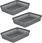 Glad Plastic Storage Basket Set - Multipurpose Drawer Trays, Kitchen Pantry Containers, and Bathroom Bins - 3 Pack Large Organizers, Grey