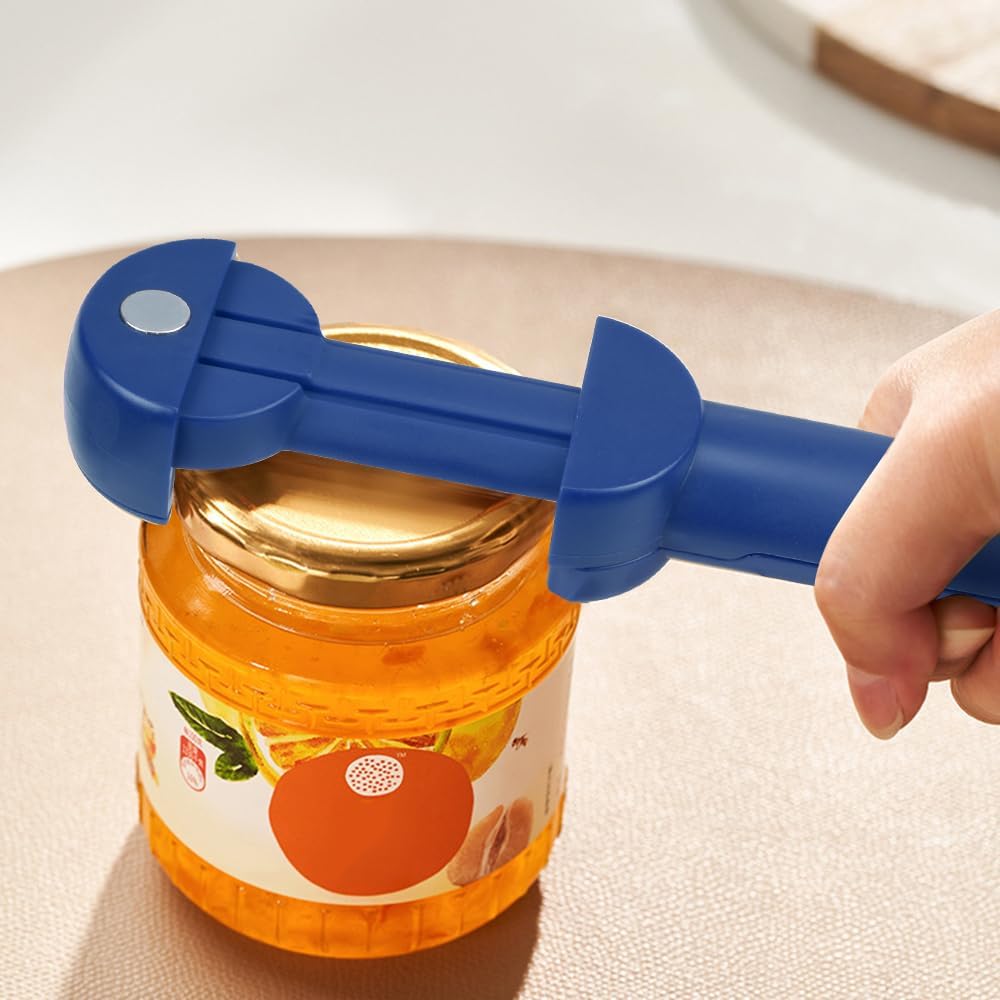 Jar Opener Bottle Opener Lid Opener for Weak Hands, Arthritic Hands, Seniors,Low Strength and Children with Beer Opener Blue