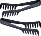 MSY BIGSUNNY 8-Inch Pasta Tongs, Stainless Steel Food Serving Tongs, Rust-Proof Spaghetti Tongs (Set of 2, Black)