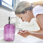 Soap Dispenser - 2 Pack 14 Oz Kitchen Soap Dispenser with Pump, Bathroom Transparent Soap Dispenser Bottle for Hand Soap, Dish Soap or Lotion (Purple)