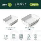 Ceramic Baking Dish Set for 2, Casserole Dish,Ceramic Baking Pan, Bakeware for Baking, Kitchen Decor, Microwave Oven Safe (3.3QT/4.2QT)