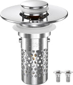 Sink Stopper Hair Catcher, Pop-up Sink Drain Strainer with Removable Stainless Steel Strainer Basket Hair Catcher, Bathroom Sink Strainer for Bathroom Sink Stopper Replacement (New-2PCS)